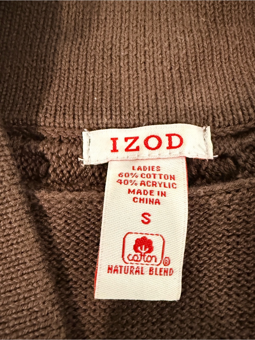 IZOD Brown Belted Open Front Cardigan Sweater Small - Picture 7 of 8